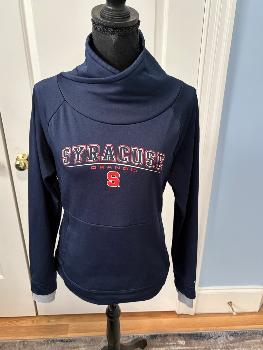 Champion Navy Syracuse Orange Cowl Neck Pullover with OrangeLogo